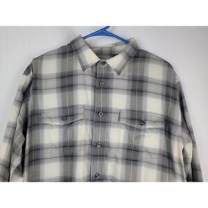 Patagonia Gray Plaid 100% Organic Cotton Men's Button Up Camp Shirt Size M